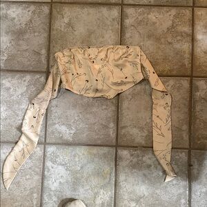 Le Lis Cream Floral Bandeau Top with Ties